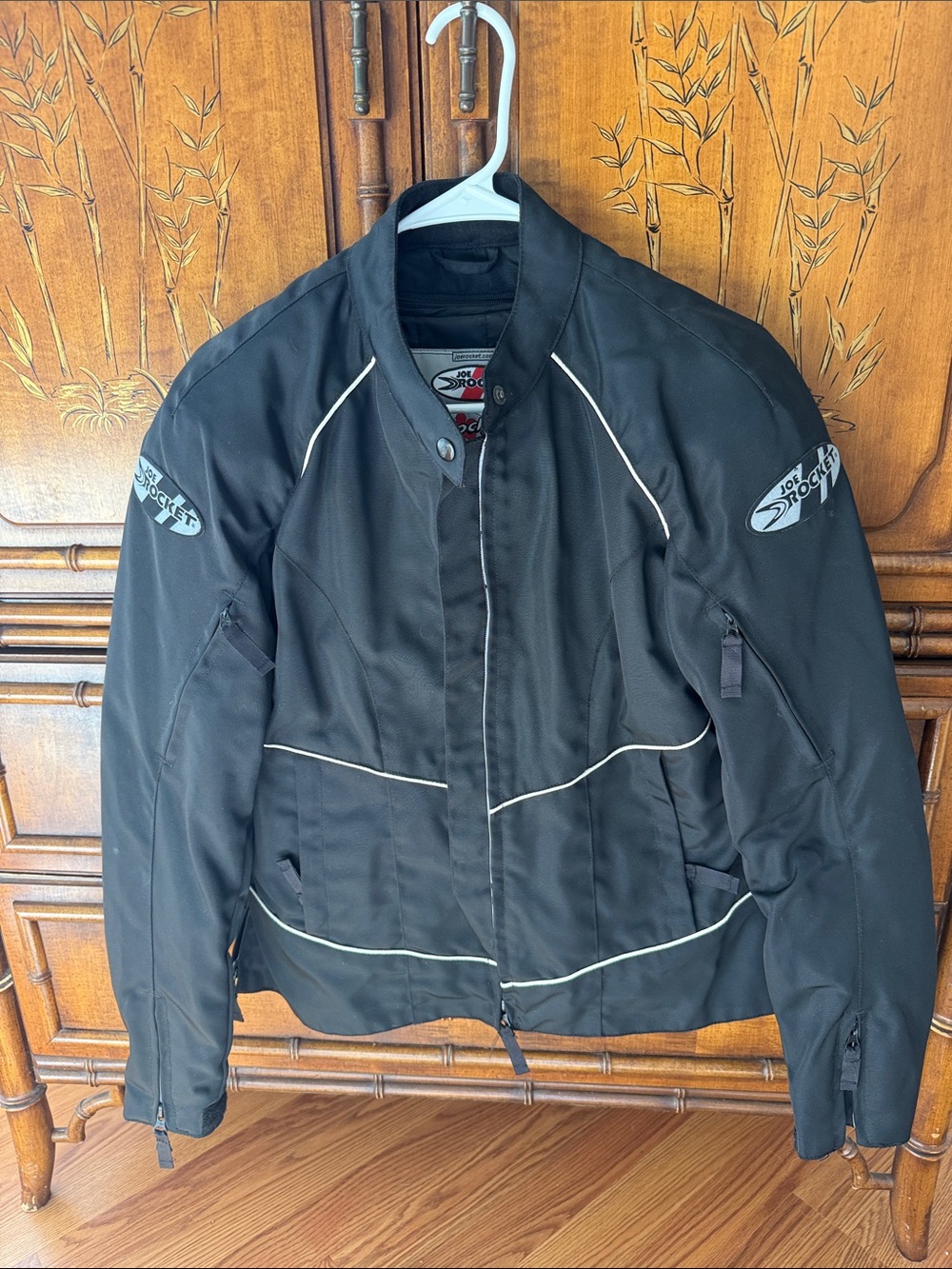 Joe Rocket Black Performance Motorcycle Jacket with White Piping